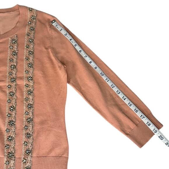 Tracy Reese Peach 3/4 Sleeve Cotton-Blend ButtonUp Cardigan Size Large Feminine - Picture 8 of 9